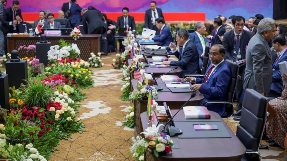 Kursi delegasi Myanmar terlihat kosong pada Pertemuan Menteri Luar Negeri ASEAN