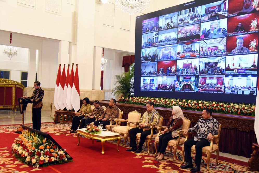 Presiden Jokowi Pimpin Rapat Koordinasi Nasional (Rakornas) Pengendalian Inflasi tahun 2023 di Istana Negara Jakarta yang diselenggarakan secara hybrid pada Kamis, 31 Agustus 2023. 