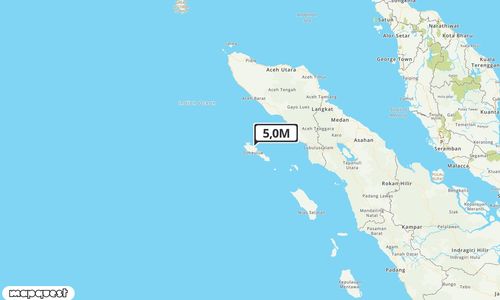 Pusat gempa berada di laut 57 Km BaratLaut Sinabang