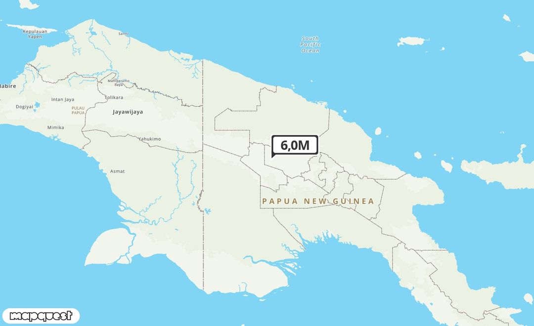 Pusat gempa berada di darat 236 km barat daya Wewak