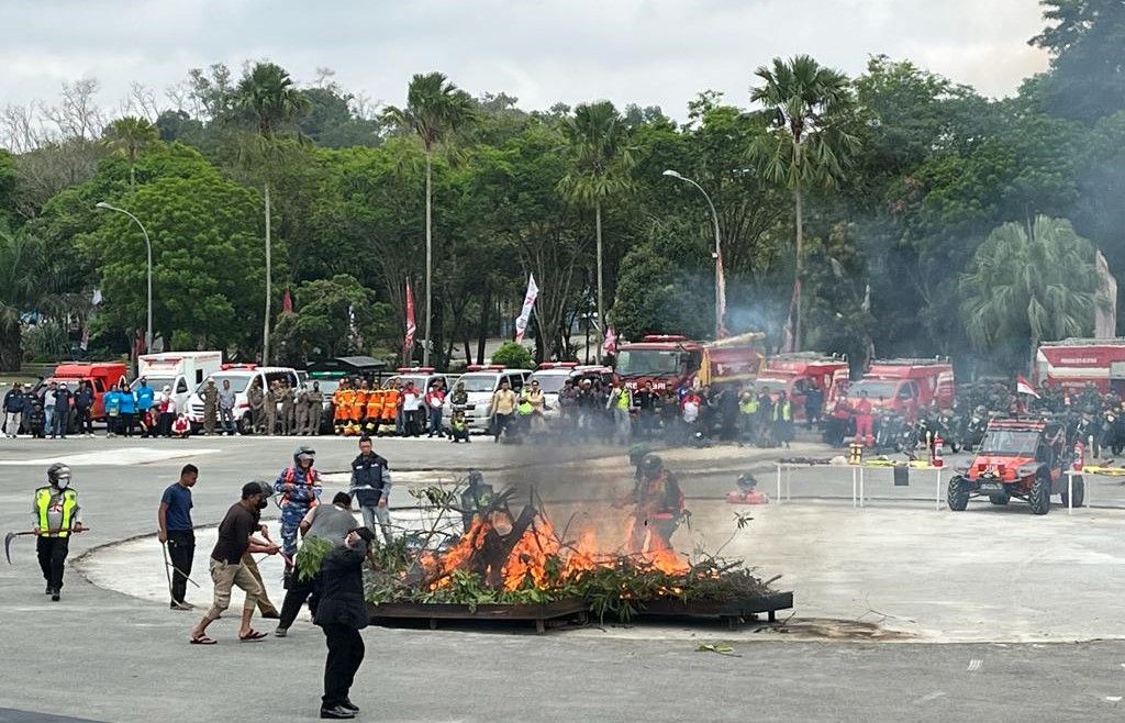 Simulasi Kebakaran Hutan dan lahan, di Dome pada Kamis 7 September 2023 