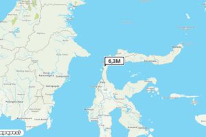 Pusat gempa berada di laut 50 km barat laut Donggala