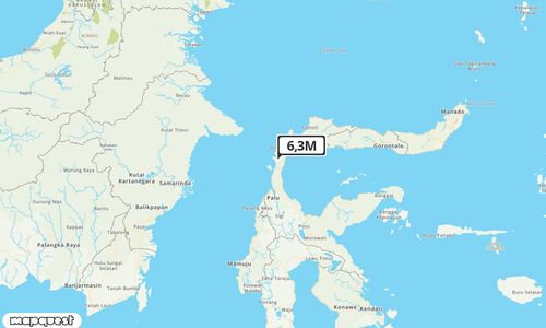 Pusat gempa berada di laut 50 km barat laut Donggala