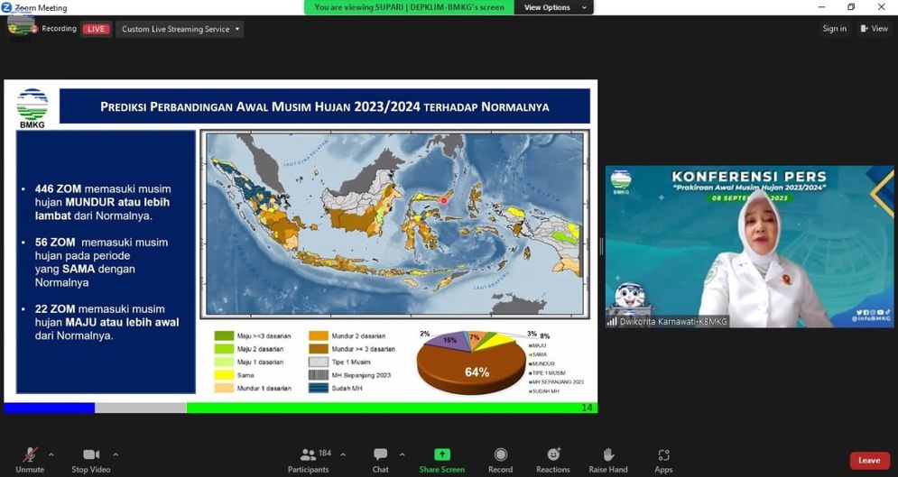 BMKG Prediksi Sumsel akan Alami Musim Hujan di atas normal, ini Penjelasannya