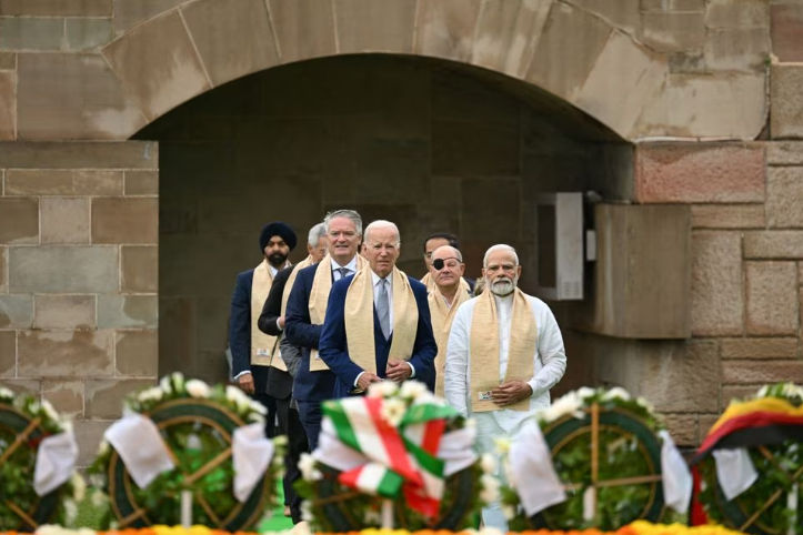 Presiden AS Joe Biden mengunjungi RajGhat memorial Bersama Perdana Menteri India Narendra Modi dan Para Pemimpin G20