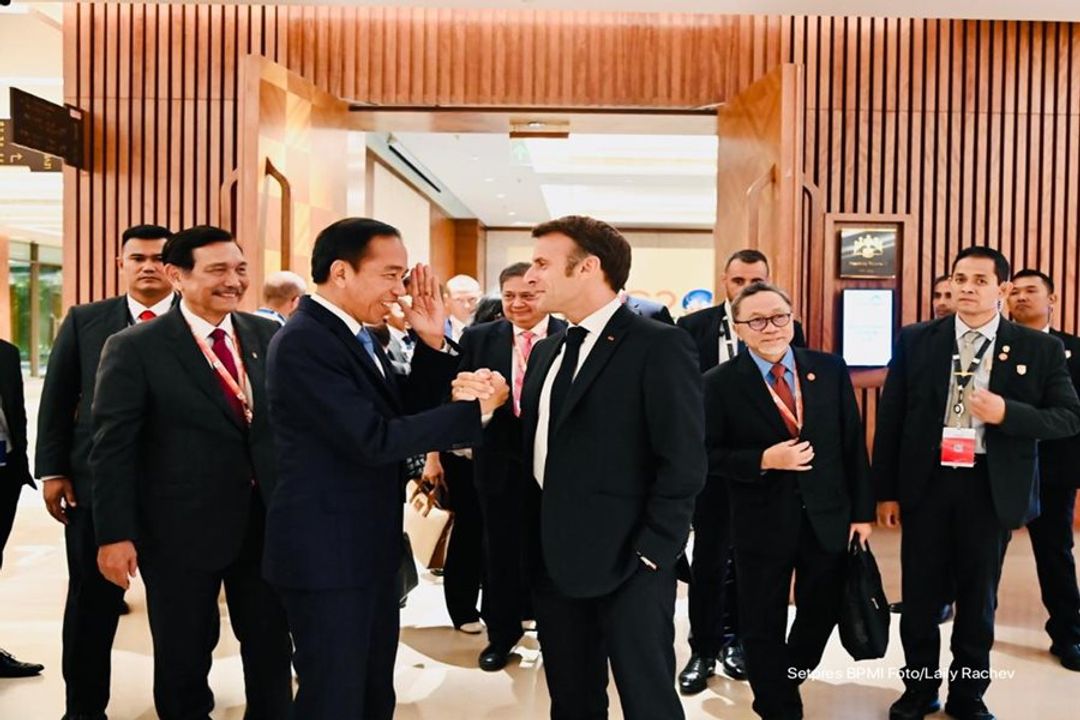 Pertemuan Presiden Jokowi dan Presiden Emmanuel Macron.