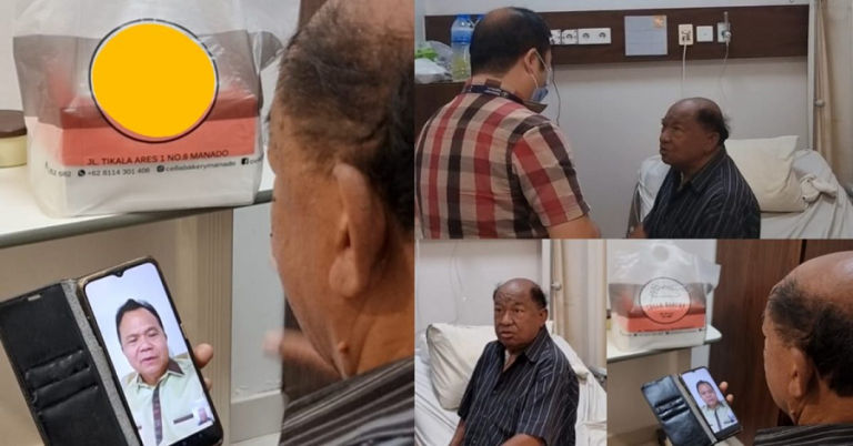 Calon Anggota DPR RI Dapil Sulut Ronny Sompie mendoakan kesembuhan Joseph Pati melalui video call. (Foto:Istimewa)