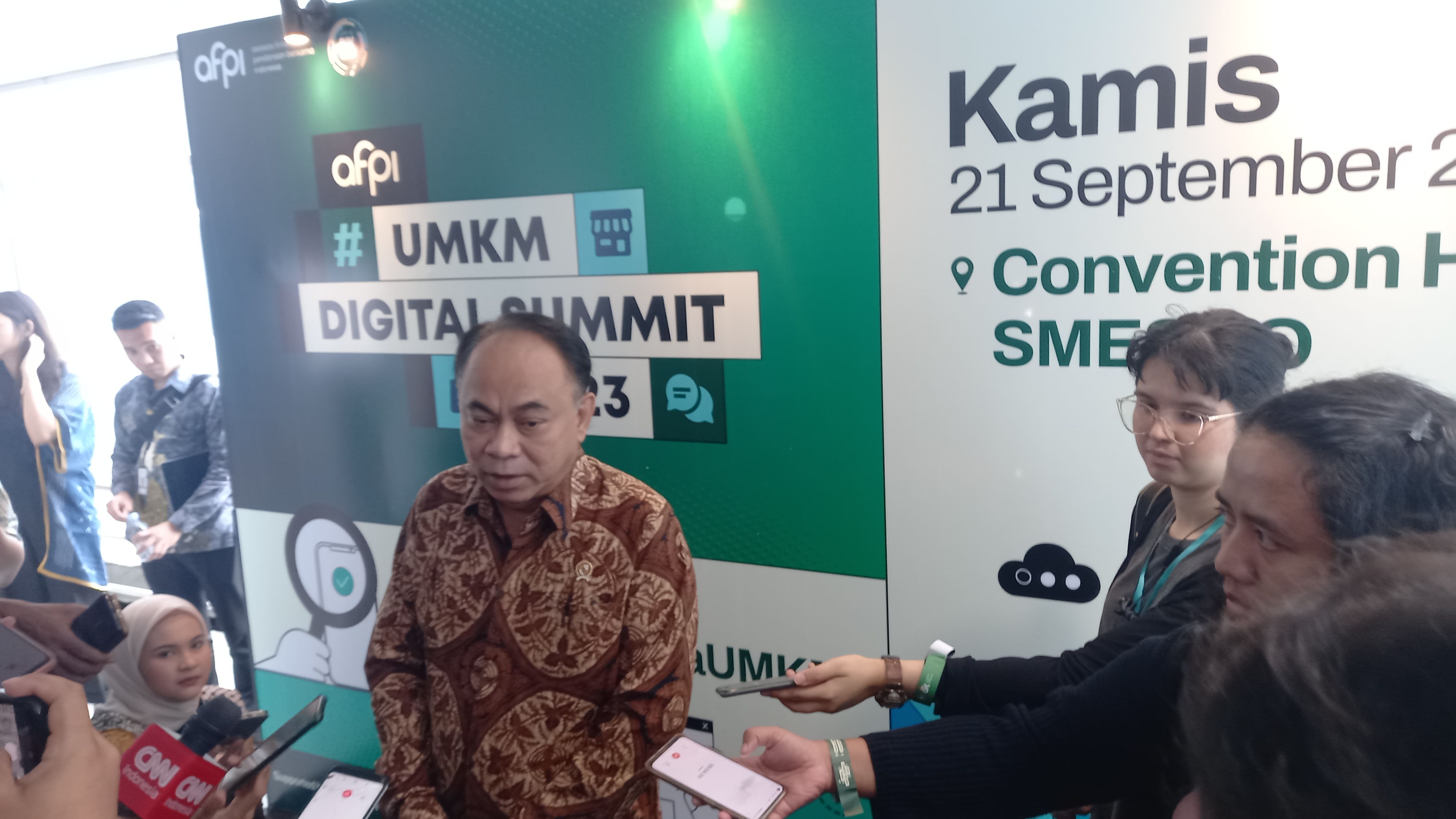 Menkominfo Budi Arie Setiadi di acara AFPI UMKM Digital Summit 2023 di Jakarta, Kamis, 21 September 2023. 