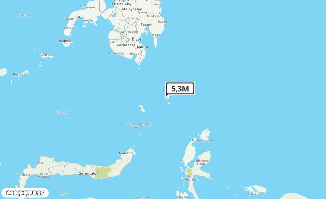 Pusat gempa berada di laut 18 km Baratdaya Melonguane