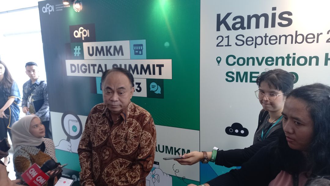 Menkominfo Budi Arie Setiadi di acara AFPI UMKM Digital Summit 2023 di Jakarta, Kamis, 21 September 2023. 