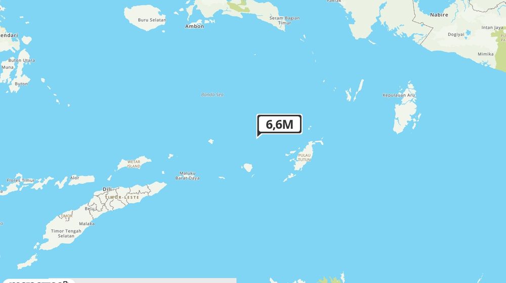 Pusat gempa berada di laut 184 km Barat Laut Tanimbar