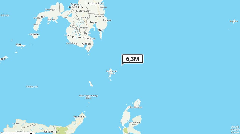 Pusat gempa berada di Laut 36 Km Tenggara Pulau Karatung