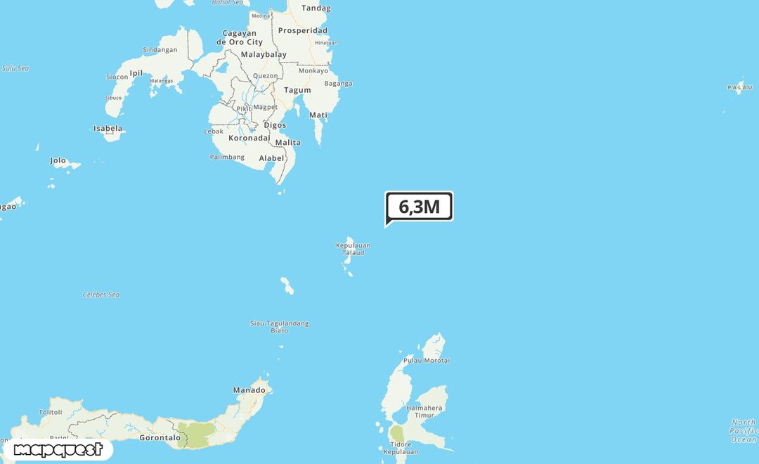 Pusat gempa berada di Laut 36 Km Tenggara Pulau Karatung