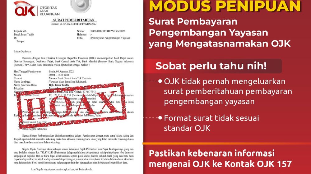 Pemilik Yayasan Harap Waspada Modus Penipuan Mengatasnamakan OJK 