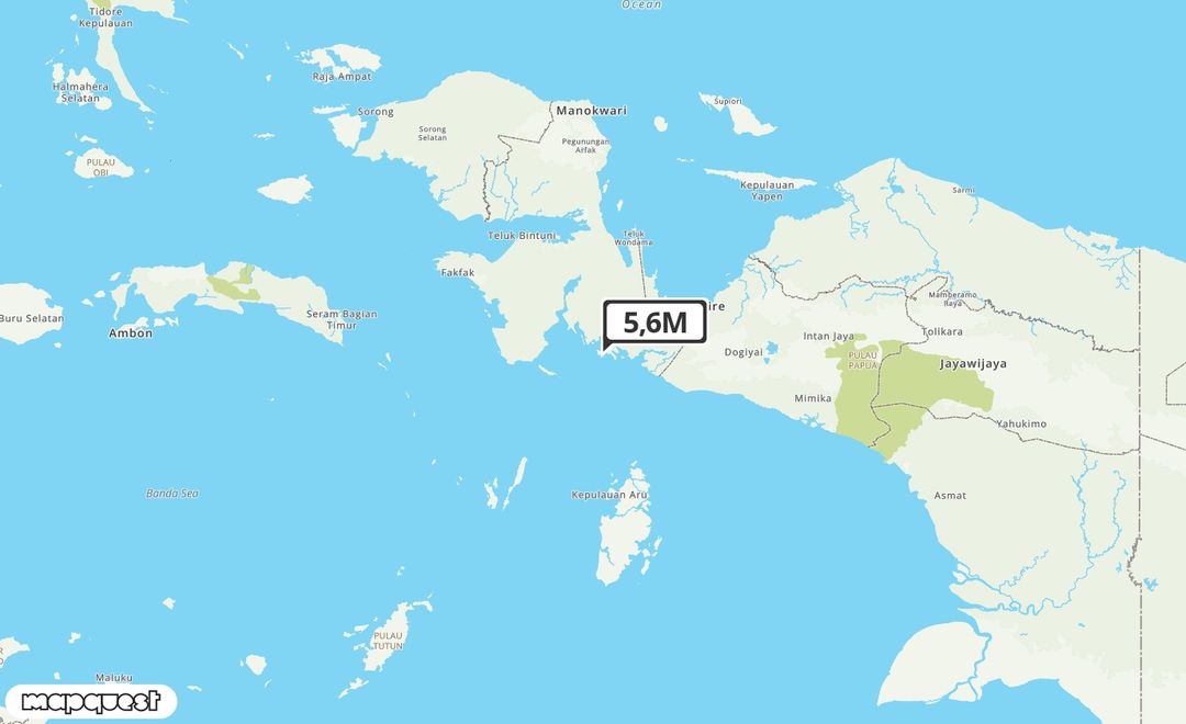 Pusat gempa berada di laut 57 km Tenggara Kaimana