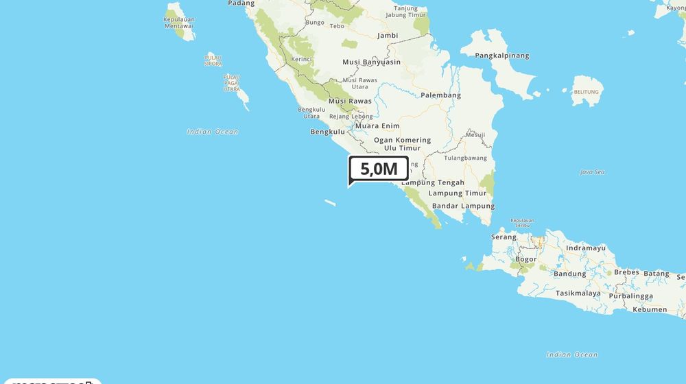 Pusat gempa berada di laut 24 km TimurLaut Enggano