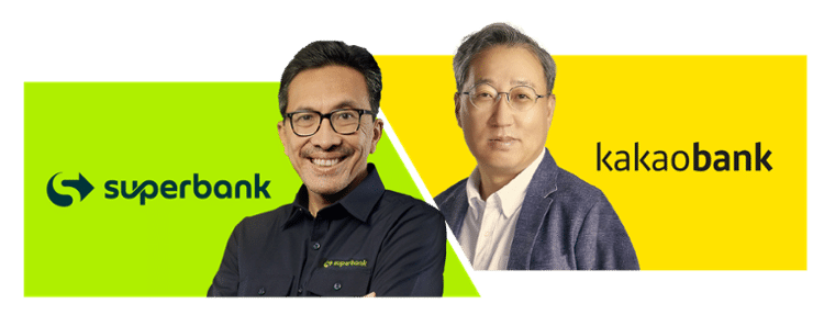 Direktur Utama Superbank Tigor M. Siahaan, dan CEO KakaoBank Yun Ho-young