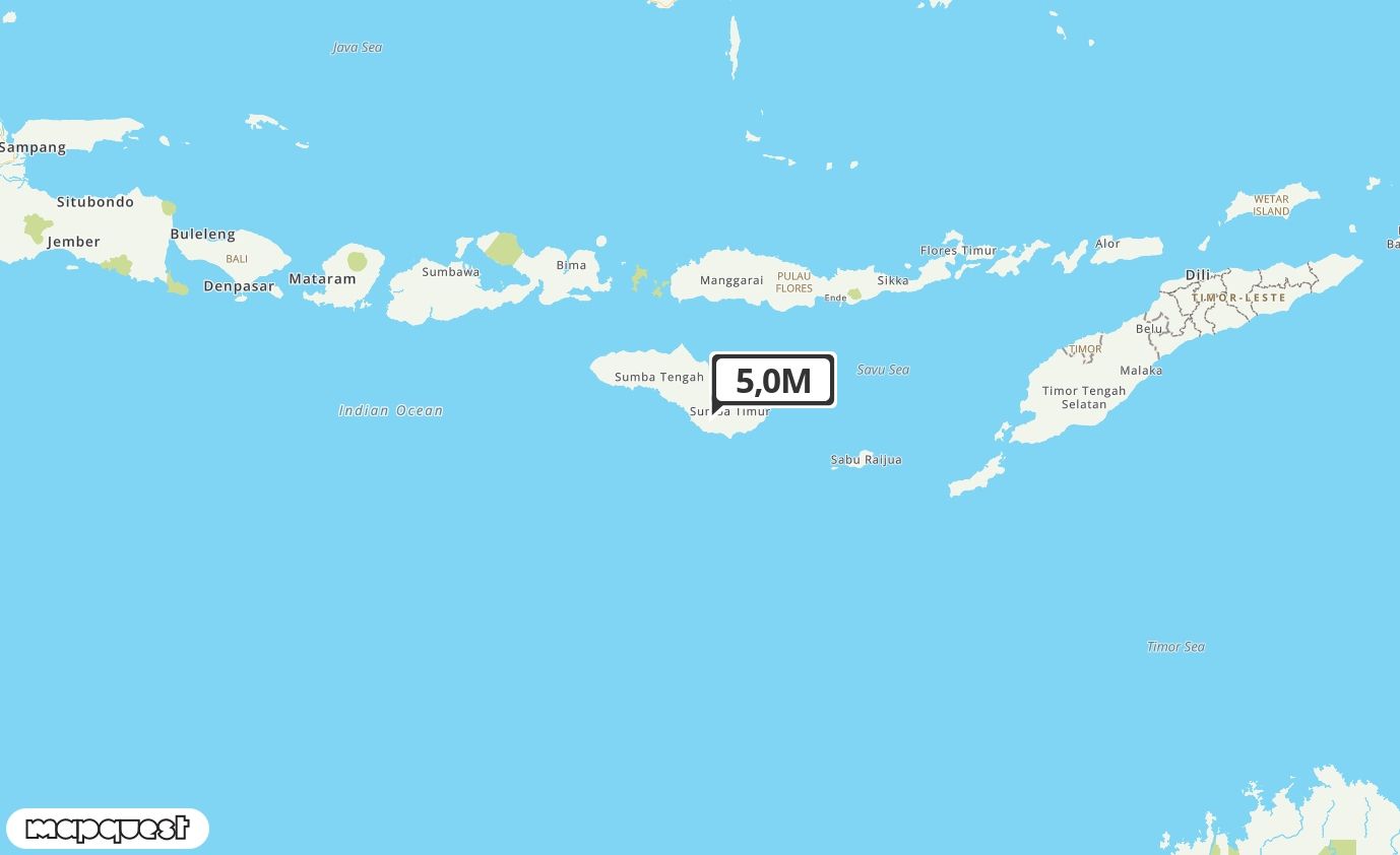 Pusat gempa berada di darat 17 km Barat Laut Karera - Sumba Timur