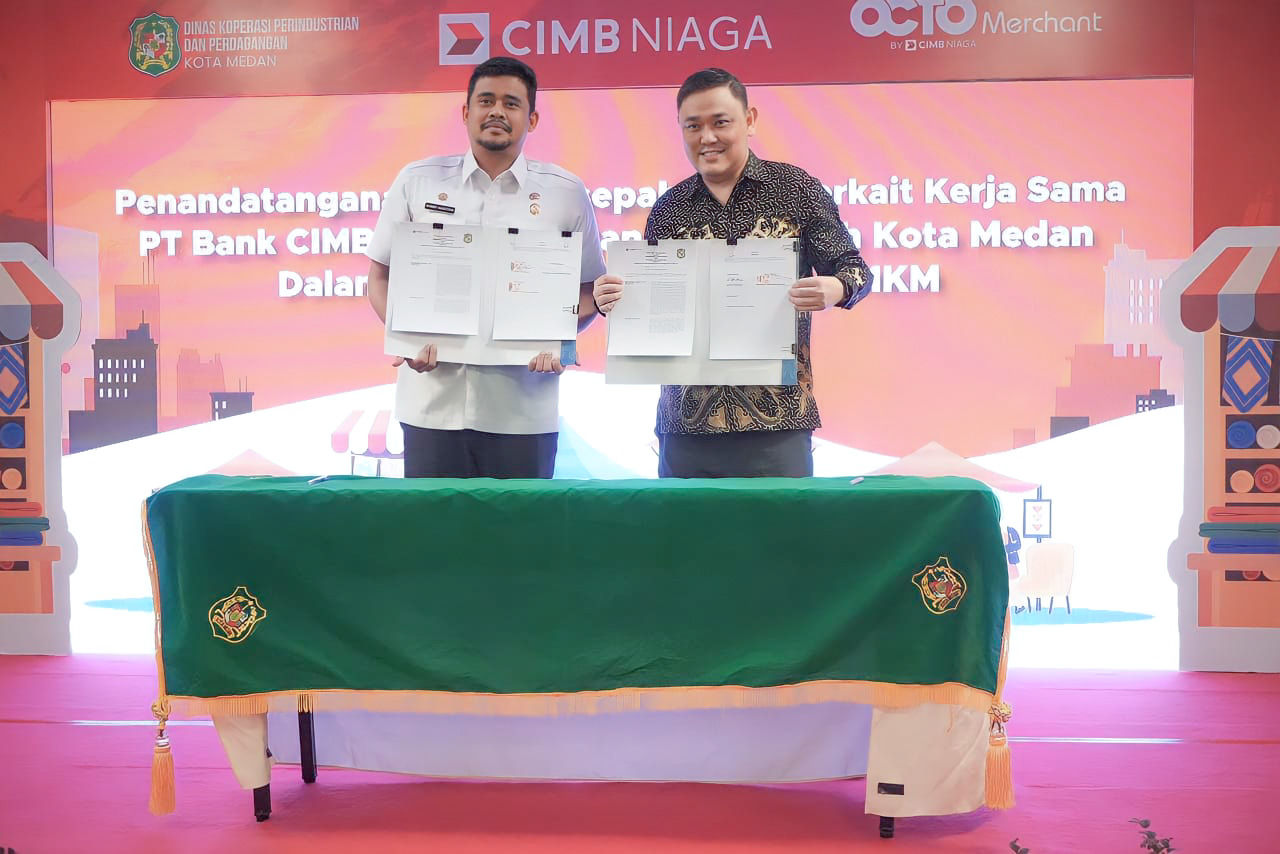 Bobby Nasution dalam Acara Penandatanganan Nota Kesepahaman Kerja Sama PT Bank CIMB Niaga Tbk (portal.pemkomedan.go.id)