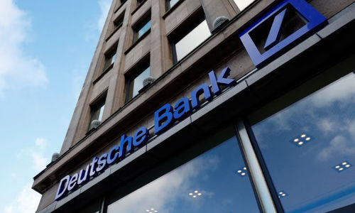 Logo Deutsche Bank Terlihat di Brussel, Belgia