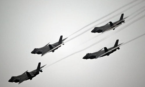 Jet Tempur J-20 Terbang Selama Pelatihan