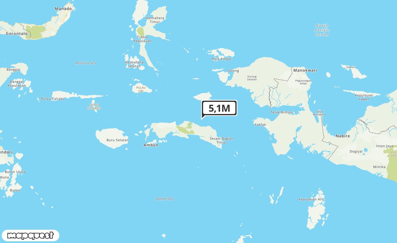 Pusat gempa berada di laut 69 km barat laut Seram Bagian Timur