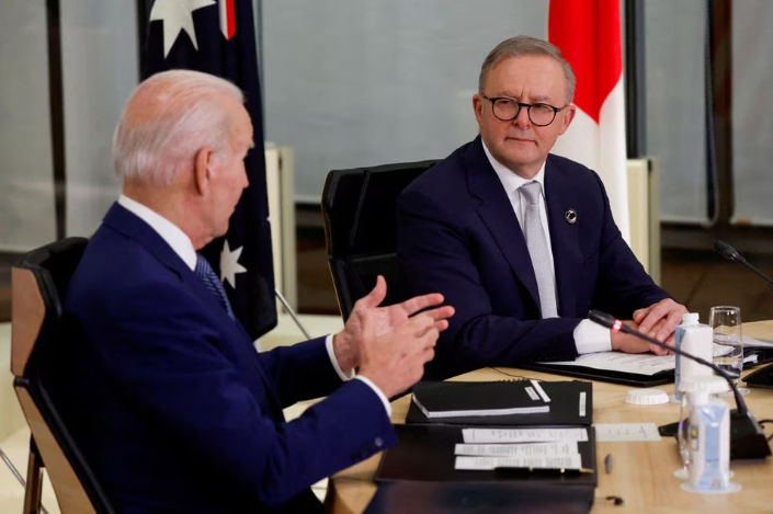 Presiden AS Joe Biden dan Perdana Menteri Australia Anthony Albanese (Reuters/Jonathan Ernst)