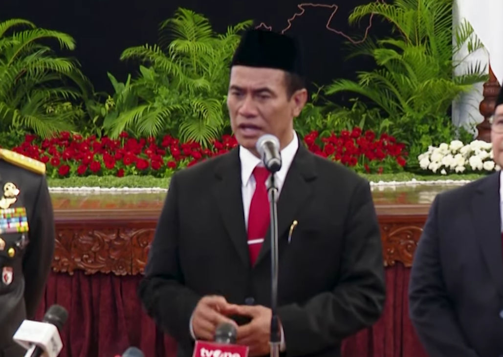 Mentan Andi Amran Sulaiman saat konferensi pers di Istana Negara, Rabu 25 Oktober 2023 (Foto: Tangkapan layar Youtube Sekretariat Presiden)