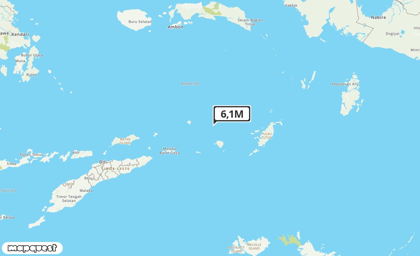 Pusat gempa berada di laut 176 km Timur Laut Maluku Barat Daya