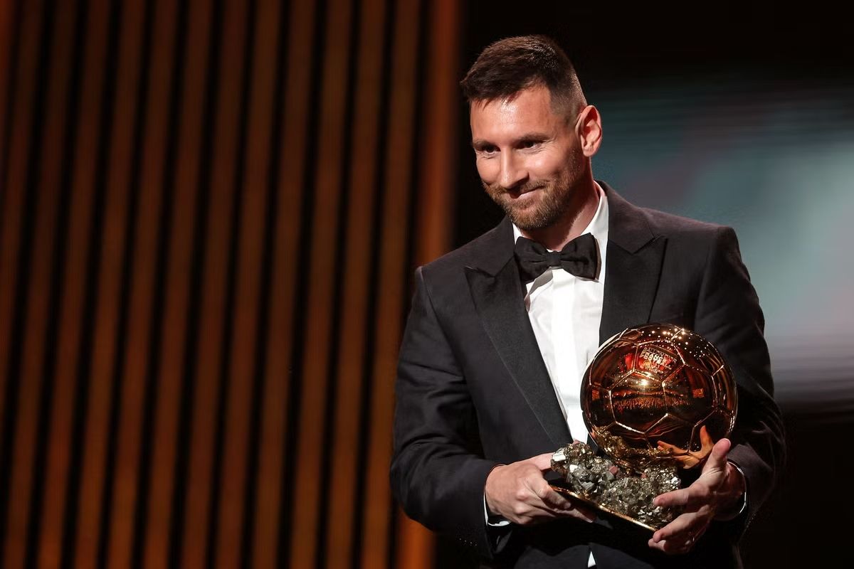 Lionel Messi resmi dinobatkan sebagai pemenang Ballon d’Or 2023 di Theatre du Chetelet, Paris, Prancis, pada Selasa, 31 Oktober 2023 dini hari WIB. 