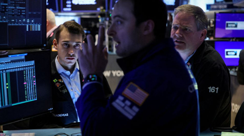 Trader Bekerja di Bursa Efek New York (NYSE) di New York City, AS