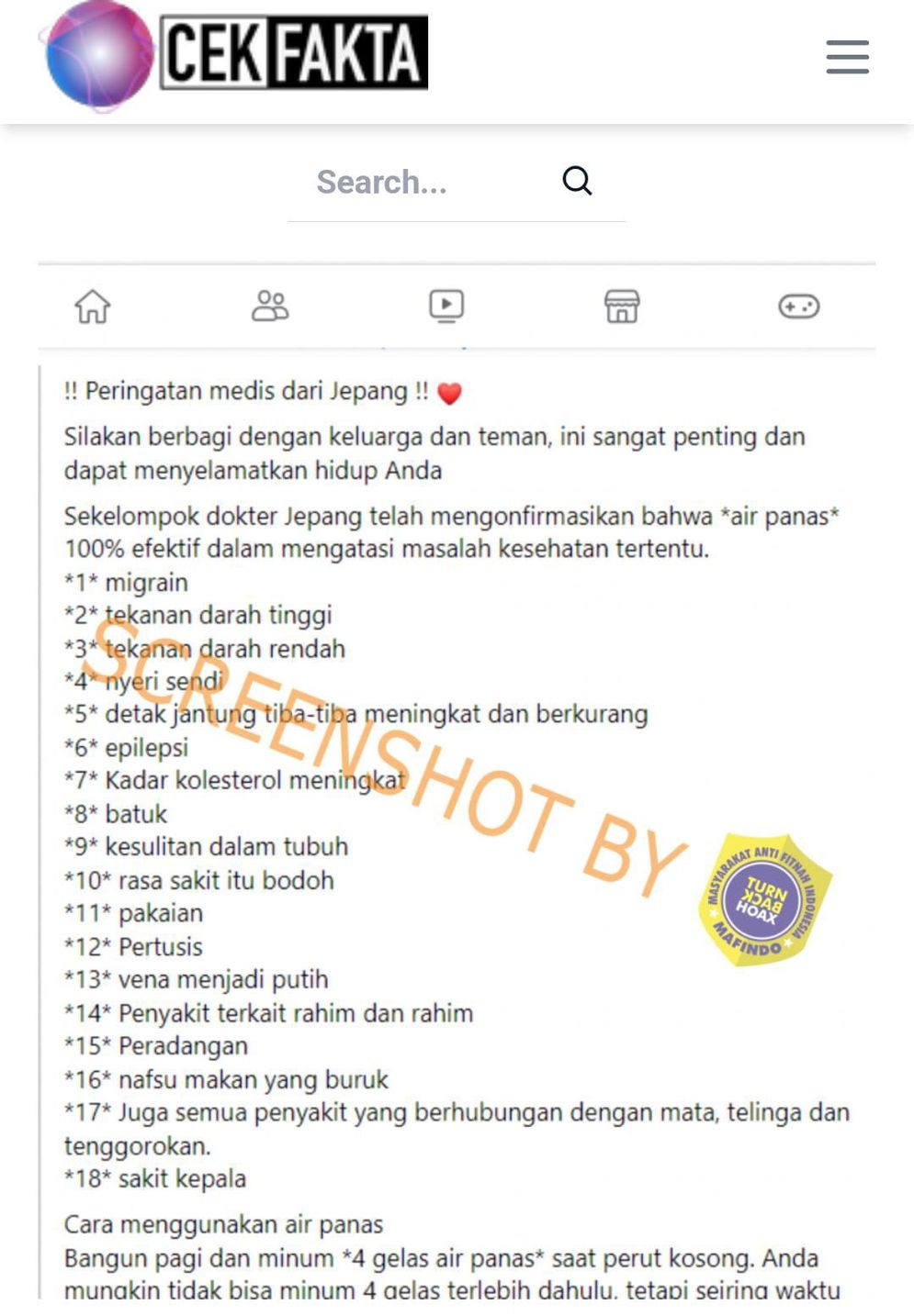 Hoaks Minum Air Panas bisa Sembuhkan 18 Masalah Kesehatan, Cek Faktanya Yuk