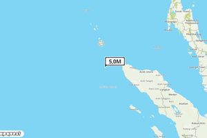 Pusat gempa berada di laut 156 km BaratDaya Banda Aceh