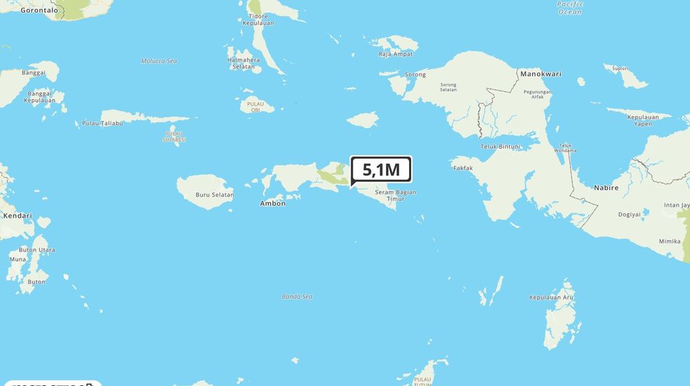 Pusat gempa berada di laut 85 km Tenggara, Maluku Tengah