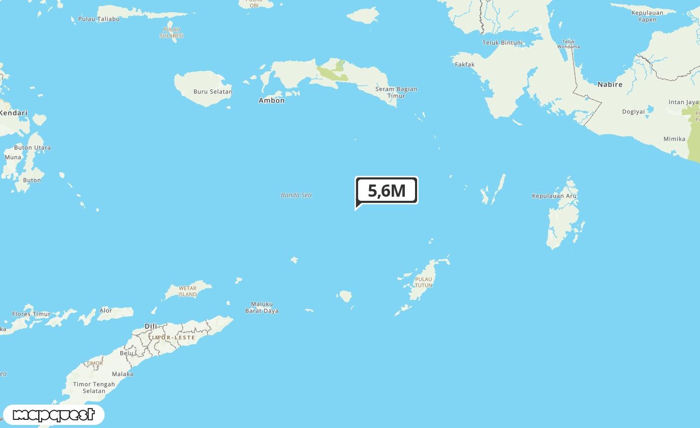 Pusat gempa berada di laut 181 km Selatan Banda