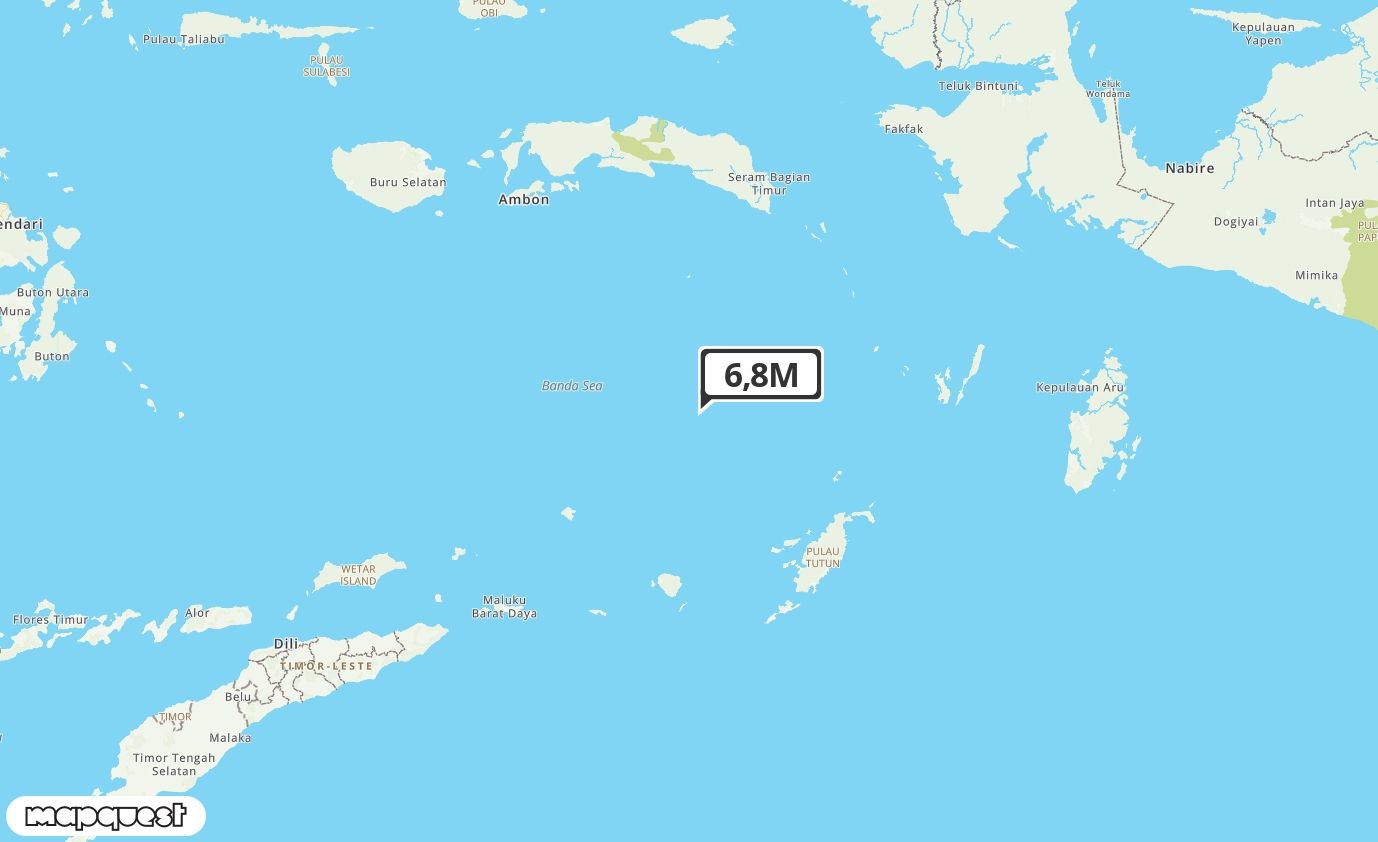 Pusat gempa berada di laut 255km Barat Laut Tanimbar