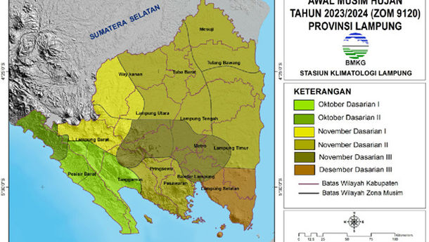 BMKG: Seluruh Wilayah Lampung Memasuki Musim Hujan Pada Desember 2023