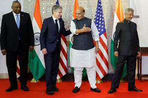 Menteri Luar Negeri AS Antony Blinken, Menteri Pertahanan Lloyd Austin, Menteri Luar Negeri India Subrahmanyam Jaishankar dan Menteri Pertahanan Rajnath Singh