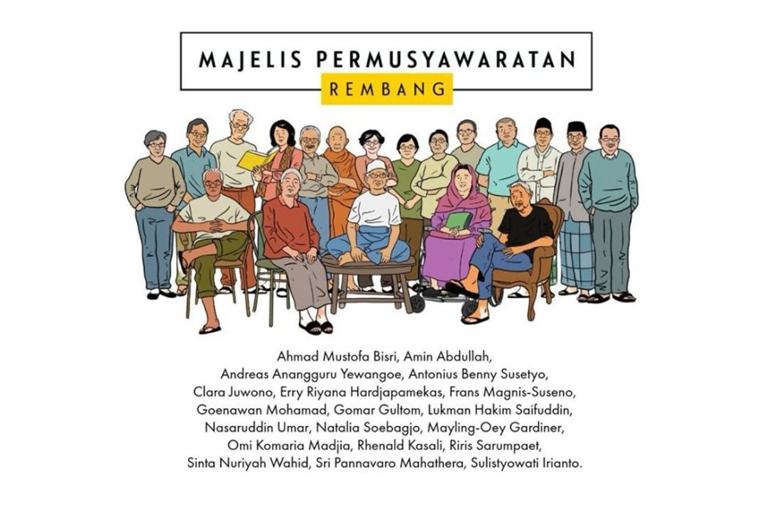 Poster pertemuan tokoh bangsa bertajuk Majelis Permusyawaratan Rembang.