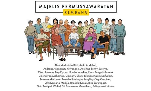 Poster pertemuan tokoh bangsa bertajuk Majelis Permusyawaratan Rembang.