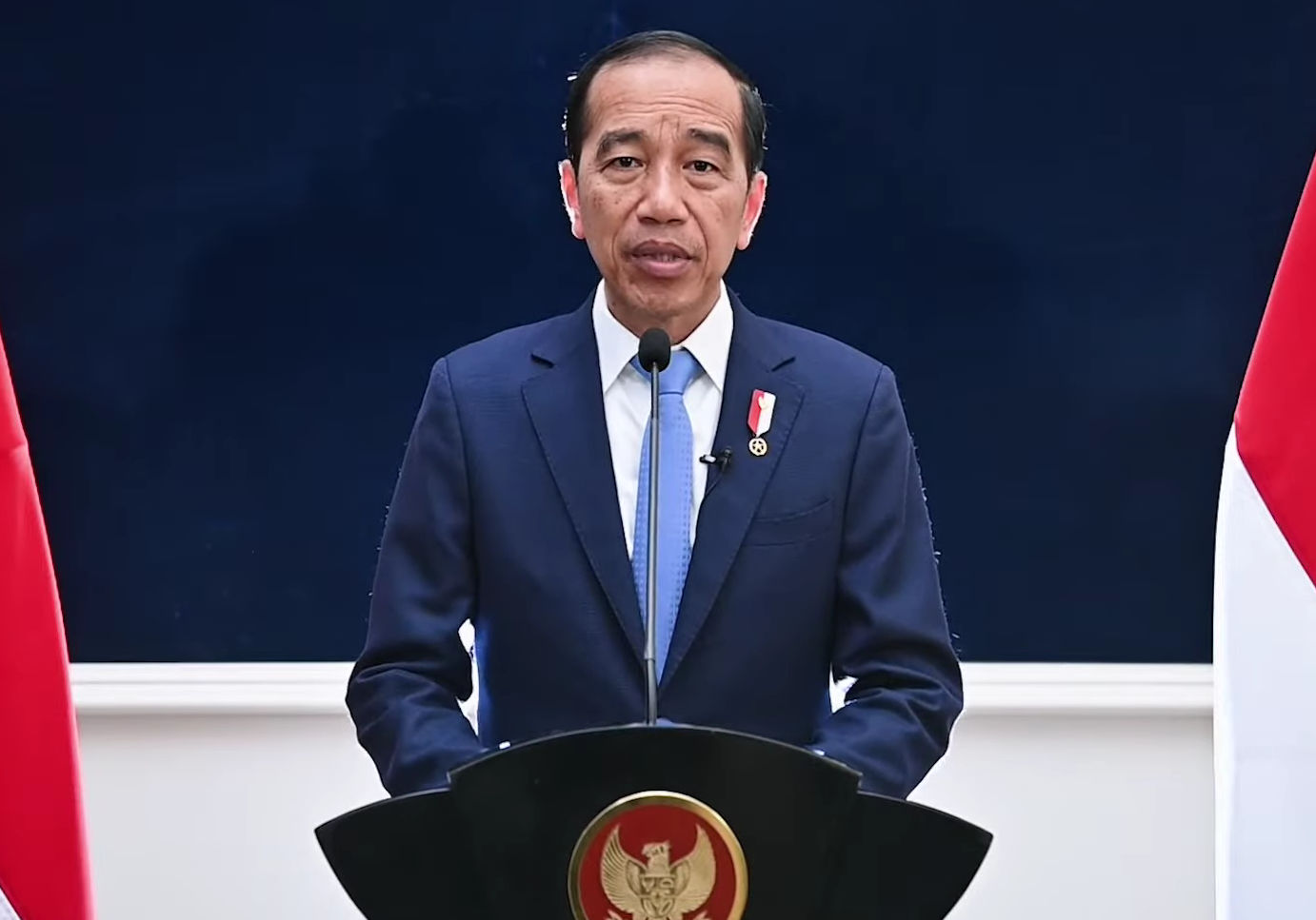 Presiden Jokowi saat memberikan keterangan persnya terkait konflik di Palestina, Senin 13 November 2023 (Foto: tangkapan layar Youtube Sekretariat Presiden)