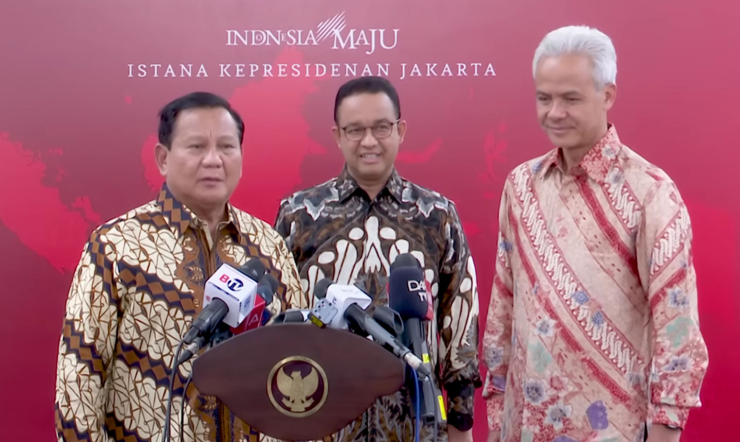 Tiga Calon Presiden, Prabowo Subianto, Anies Baswedan, dan Ganjar Pranowo yang bakal diundi nomor urutnya oleh KPU, Selasa 14 November 2023