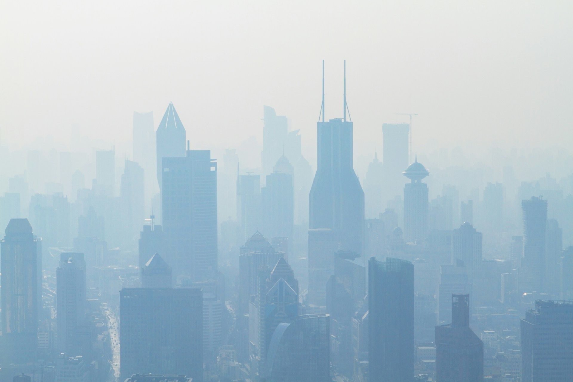 Ilustrasi polusi di Shanghai, China