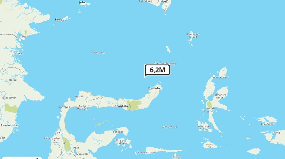 Pusat gempa berada di laut, 90 km Barat Laut Manado