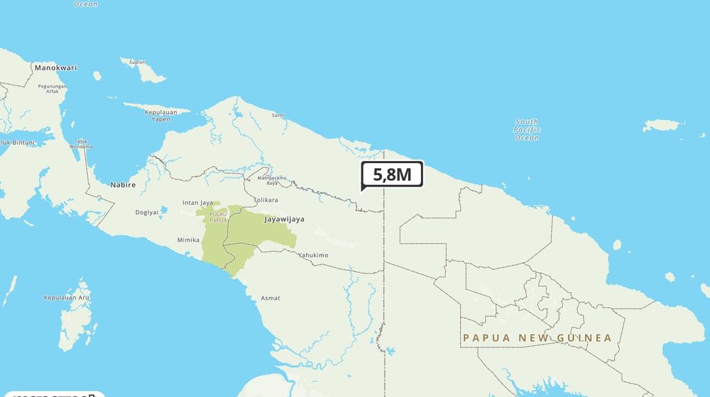 Pusat gempa berada di darat 53 km BaratDaya Keerom