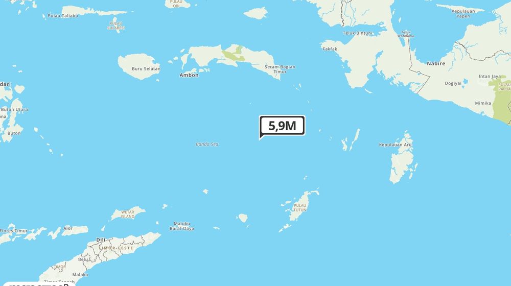 Pusat gempa berada di laut 286 Km Barat Laut Tanimbar