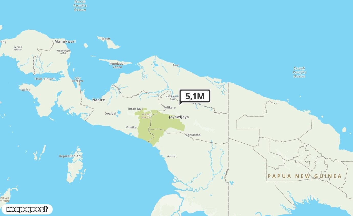 Pusat gempa berada didarat 32Km BaratDaya Kobagma