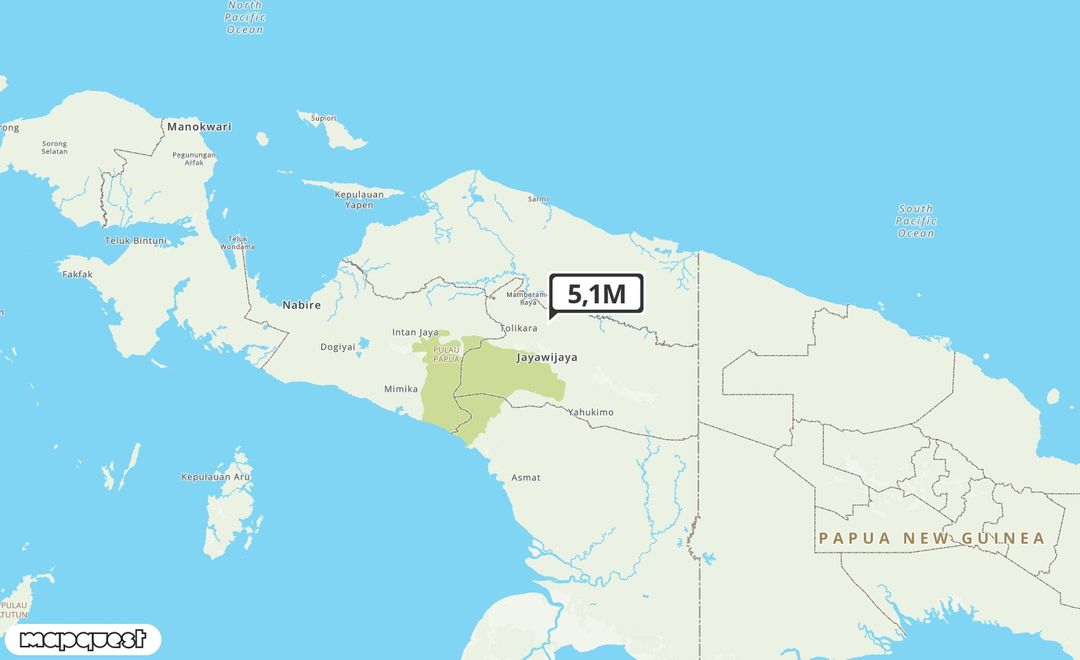 Pusat gempa berada didarat 32Km BaratDaya Kobagma