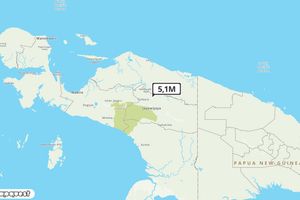 Pusat gempa berada didarat 32Km BaratDaya Kobagma
