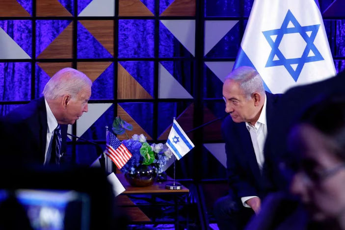 Biden Menghadiri Pertemuan dengan Perdana Menteri Israel Benjamin Netanyahu (Reuters/Evelyn Hockstein)